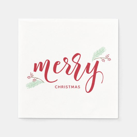 Rood- en Groene Holly- en Pine-kerstavond Servet (Voorkant)