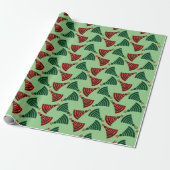 Rood- en groene kerstaven cadeaupapier (Uitgerold)
