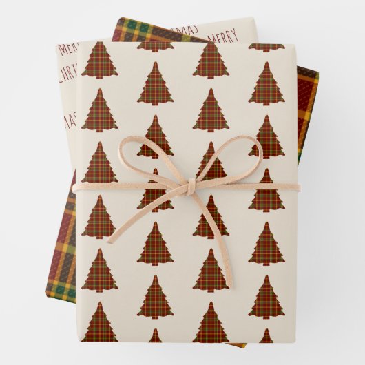 Rood- en groene kerstboom inpakpapier vel (In situ)