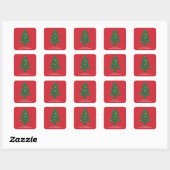 Rood- en Groene kerstboom Vierkante Sticker (Vel)