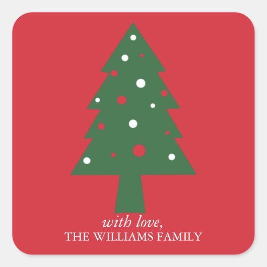 Rood- en Groene kerstboom Vierkante Sticker (Voorkant)