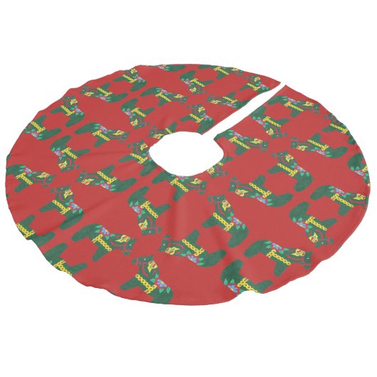 Rood- en groene kerstboomrokken imitatie linnen kerstboom kleed (Gekanteld)