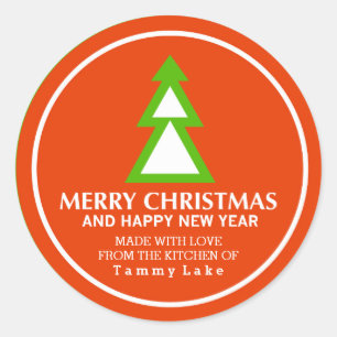 Rood- en Groene kerstboomvakantie-Stickers Ronde Sticker