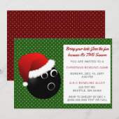 Rood- en groene kerstBowling-uitnodigingen Kaart (Voorkant / Achterkant)