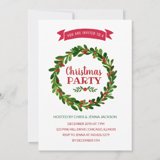 Rood- en Groene kerstfeest Kaart (Voorkant)