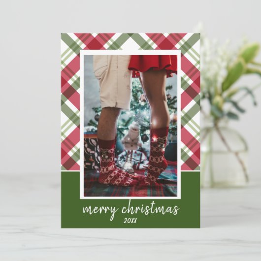 Rood- en groene kerstkaart (Staand voorkant)