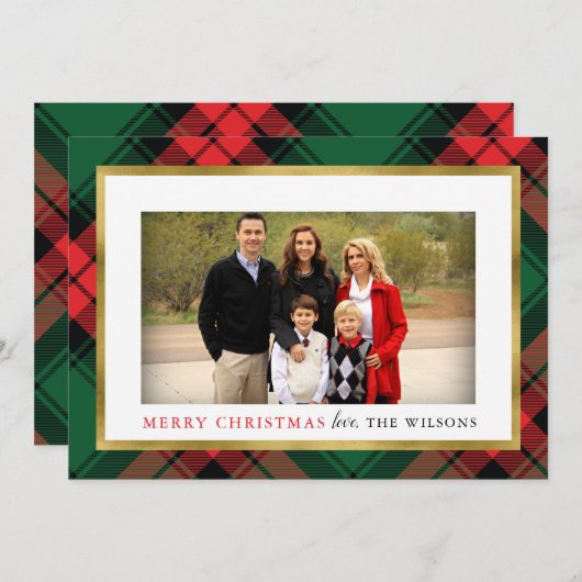 Rood- en groene kerstkaart kaart (Voorkant / Achterkant)