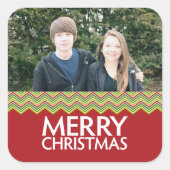 Rood- en Groene kerstmanen Vierkante Sticker (Voorkant)