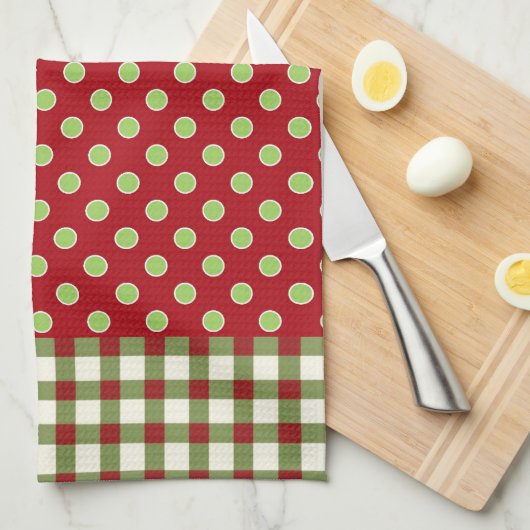 Rood- en Groene kersttasmicrofiel keukenhanddoeken (Quarter Fold)