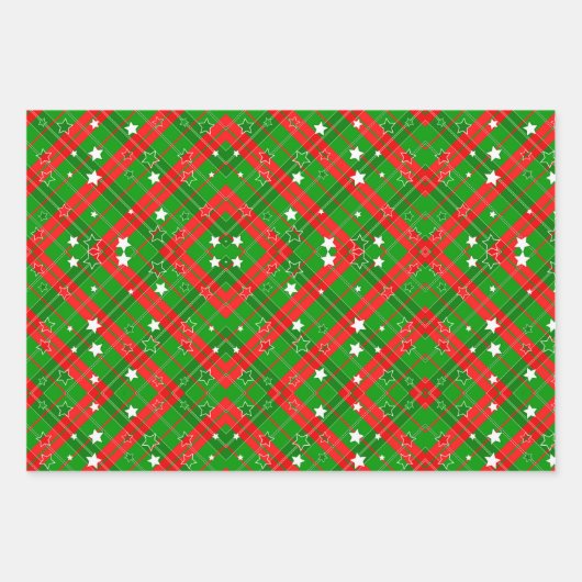 Rood- en Groene Klassieke Stripes Kerstmis Inpakpapier Vel (Voorkant 3)
