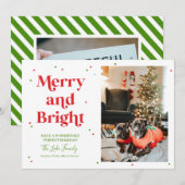 Rood- en Groene Merry- en Bright Photo Holiday Car Feestdagenkaart (Voorkant / Achterkant)