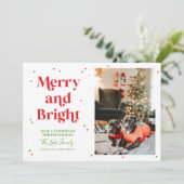 Rood- en Groene Merry- en Bright Photo Holiday Car Feestdagenkaart (Staand voorkant)