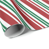 Rood- en Groene Peppermint Stripe Cadeaupapier (Rol Hoek)