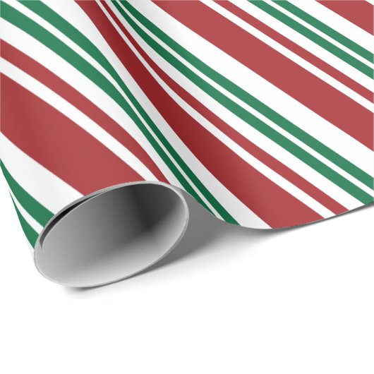 Rood- en Groene Peppermint Stripe Cadeaupapier (Rol Hoek)
