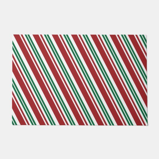 Rood- en Groene Peppermint Stripe Deurmat (Voorkant)