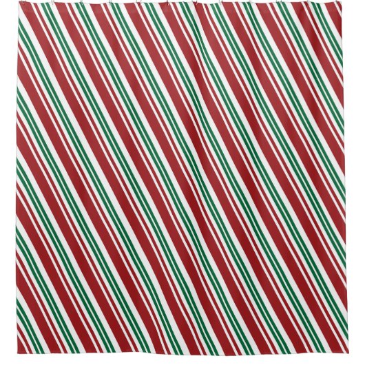 Rood- en Groene Peppermint Stripe Douchegordijn (Voorkant)