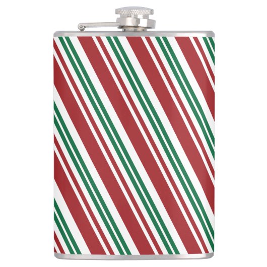 Rood- en Groene Peppermint Stripe Heupfles (Voorkant)
