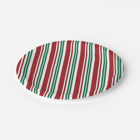Rood- en Groene Peppermint Stripe Papieren Bordje (Gekanteld)