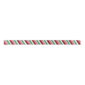 Rood- en Groene Peppermint Stripe Satijnen Lint (Voorkant)