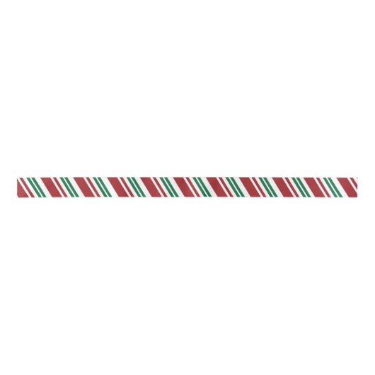 Rood- en Groene Peppermint Stripe Satijnen Lint (Voorkant)