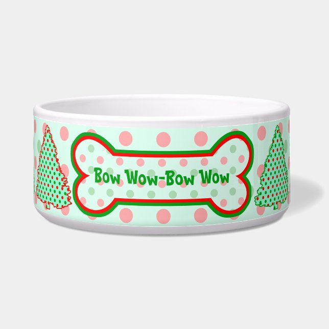 Rood- en groene pokadots voerbakje (Voorkant)