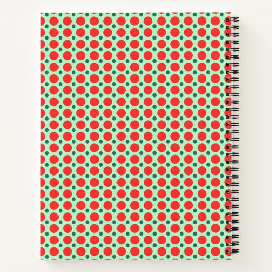 Rood- en Groene Polka Dot-kerstblad Notitieboek (Achterkant)