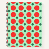 Rood- en Groene Polka Dot-kerstblad Notitieboek (Voorkant)