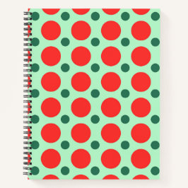 Rood- en Groene Polka Dot-kerstblad Notitieboek