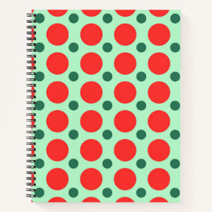 Rood- en Groene Polka Dot-kerstblad Notitieboek