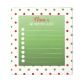 Rood- en Groene Polka Dot Personalized Shopping Li Notitieblok (Voorkant)