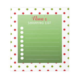 Rood- en Groene Polka Dot Personalized Shopping Li Notitieblok