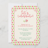 Rood- en Groene Polka Dots Holiday Party Kaart (Voorkant)