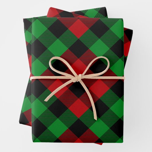 Rood- en Groene Quilt Buffalo Plaid Holiday Inpakpapier Vel (In situ)