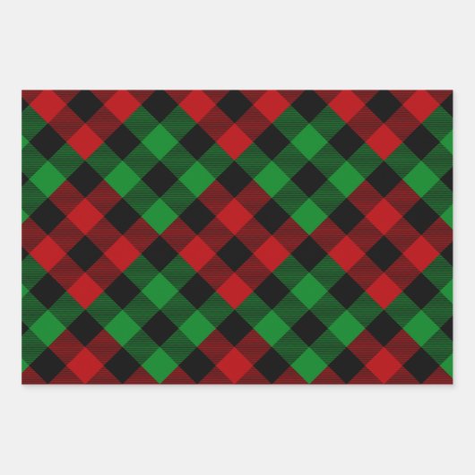 Rood- en Groene Quilt Buffalo Plaid Holiday Inpakpapier Vel (Voorkant)