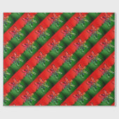 Rood- en groene sneeuwvlokken cadeaupapier (Vlak)
