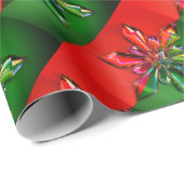 Rood- en groene sneeuwvlokken cadeaupapier (Rol Hoek)