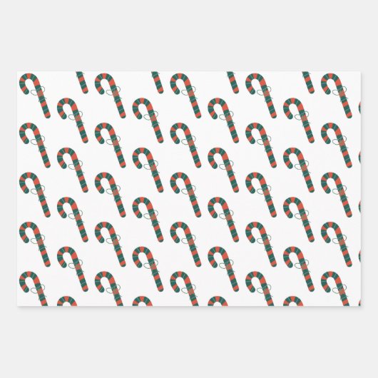 Rood- en groene snoepsuikerriet, gecoördineerd met inpakpapier vel (Voorkant 3)