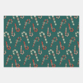 Rood- en groene snoepsuikerriet, gecoördineerd met inpakpapier vel (Voorkant)