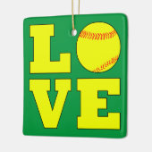 Rood- en groene Softball-liefde Omkeerbare kerst Keramisch Ornament (Links)