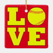 Rood- en groene Softball-liefde Omkeerbare kerst Keramisch Ornament (Achterkant)