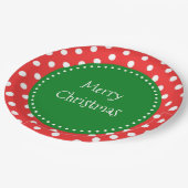 Rood- en groene stippen voor kerstmis papieren bordje (Gekanteld)