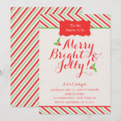 Rood- en Groene Stripes-feestdag/Kerstfeest Uitnod Kaart (Voorkant / Achterkant)
