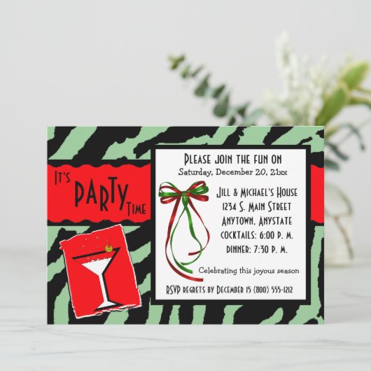 Rood- en Groene tijger-drukfeestdag Kaart (Staand voorkant)