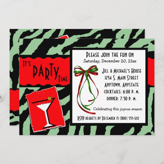 Rood- en Groene tijger-drukfeestdag Kaart (Voorkant / Achterkant)