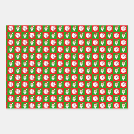 Rood- en Groene Volleybal en kerstkerstkerstmis Inpakpapier Vel (Voorkant)