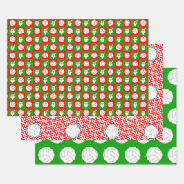 Rood- en Groene Volleybal en kerstkerstkerstmis Inpakpapier Vel