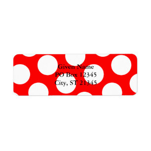 Rood en Grote Witte Stippen Etiket