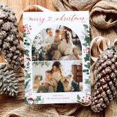 Rood en Helder Vrolijk Kerstmis 2 Fotokaart Feestdagenkaart