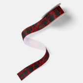 Rood en houtskool abstract satijnen lint (Achterkant)