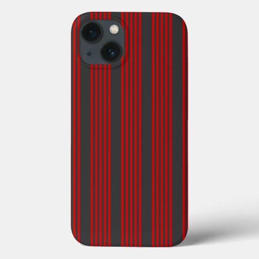 Rood en houtskool met vijf strippen Case-Mate iPhone case (Achterkant)